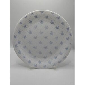 Arcopal France Romantique Blue Floral Dotted White Milk Glass Dinner Plate 10.25